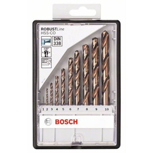 Metallborr - BOSCH - Robust Line - Set om 10 - HSS-Co - 135° borrspets
