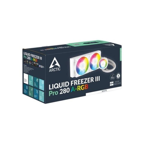 CPU væskekøling - ARCTIC - Liquid Freezer III Pro 280mm - 2 A-RGB blæsere - Stille - Hvid