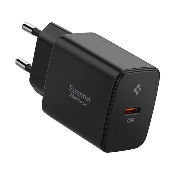 USB-C vægoplader - SPIGEN - Essential EE201EU - 20 W - GaN teknologi - Hurtig opladning