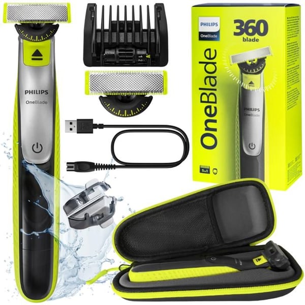 Skäggtrimmer - Philips - OneBlade 360 QP2734 23 - Precis rakning utan irritation - Med reseetui