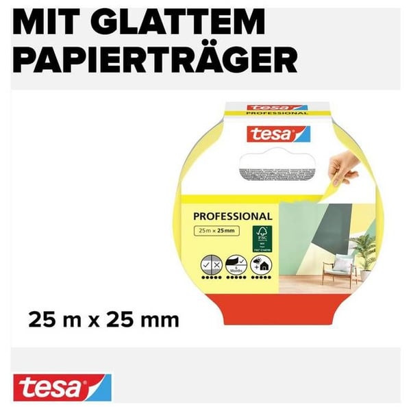 tesa® maskeringstejp tesa 56270-00000-01 gul (L x b) 25 m x 25 mm akrylat 1 st