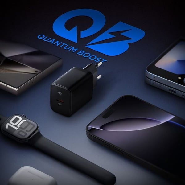 USB-C vægoplader - SPIGEN - Essential EE201EU - 20 W - GaN teknologi - Hurtig opladning