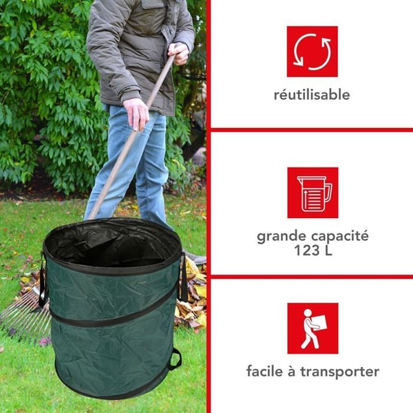 Trädgårdsavfallspåse. pop-up väska 123 liter.