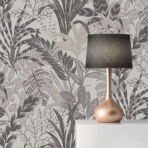 Jungle Tapet Aleix M1-No.610 Grå Vit Blommigt Naturtapet