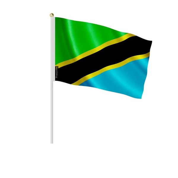 Mini Flagga för Tanzania – 30 x 45 cm – Att Hålla i Handen – Polyester – 1 styck – Pixelforma