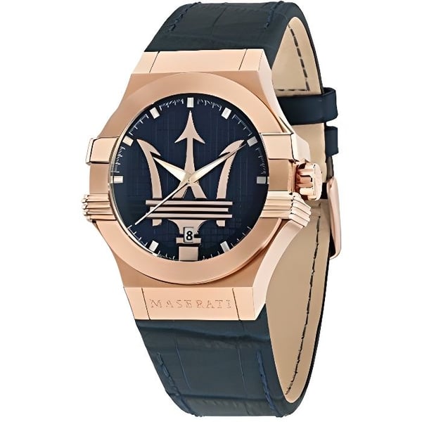Klocka - MASERATI - R8851108027 - Analog - Kvarts - Blått läder