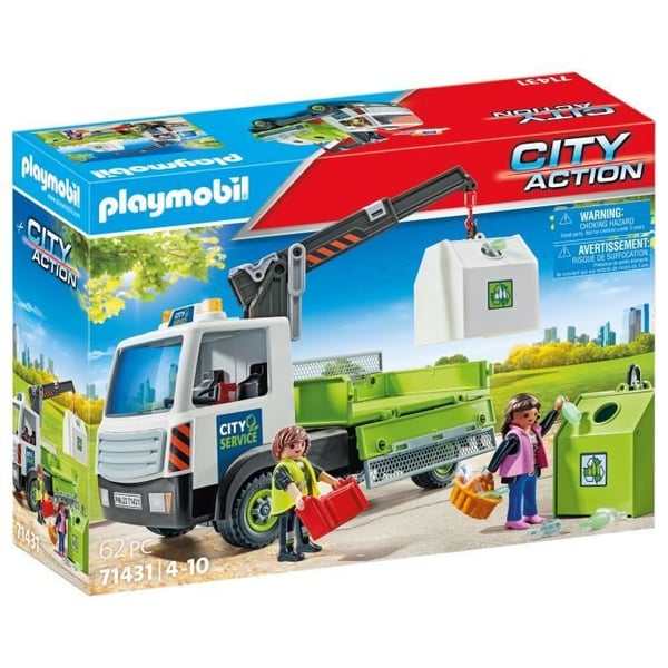 PLAYMOBIL 71431 Kranbil för återvinning av glas - City Action - Med svängbar kran - Från 4 år