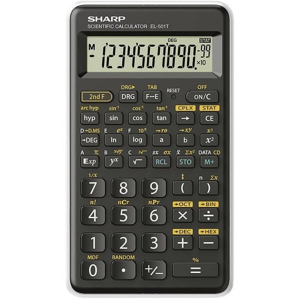 Plånboksräknare - SHARP - EL-501 T EL501TBWH - 12 siffrors skärm - Vit färg - Batteri