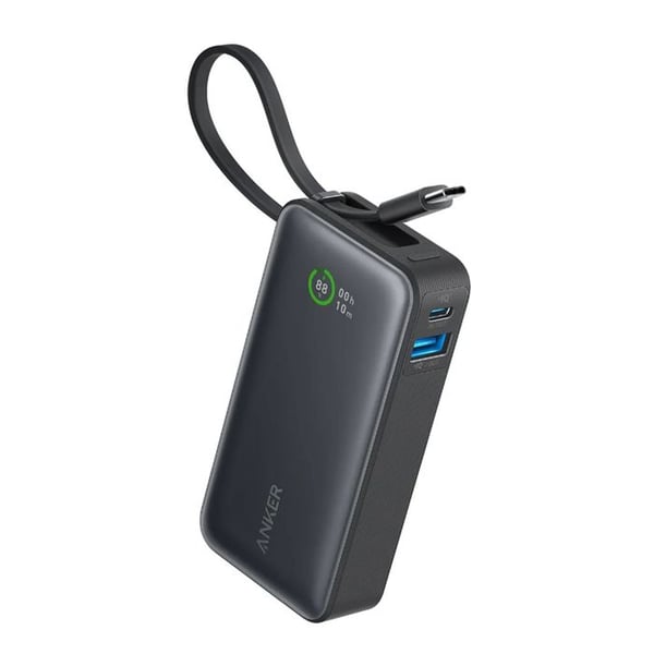 Extern batteri - ANKER - Nano - 10000 mAh - Integrerad USB-C-kabel - 30 W PD