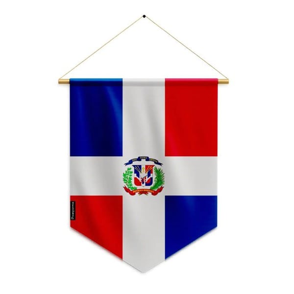 Fanion – Flagga för Dominikanska republiken – 30 x 45 cm – Polyester – Att hänga – Pixelforma