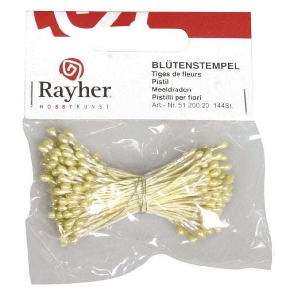 Pistiller och ståndare - RAYHER - Gul pärlemor - 2mm - 144 stycken - Blomsterdekoration
