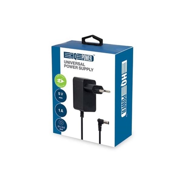 HQ-Power universaladapter, för IT-utrustning, 5 VDC, 1 A, 5 W, DC 5,5 x 2,1 mm kontakt, svart