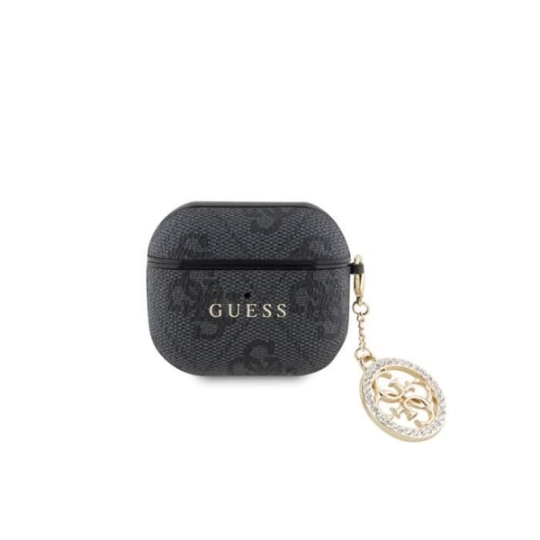 Fodral för Airpods 3 4G Script med glittrande charm prydd med svarta Guess Rhinestones