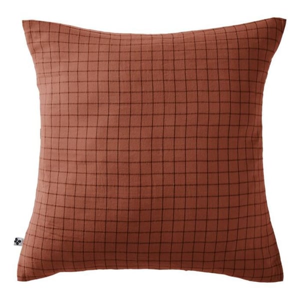 Taie d'oreiller Tissé-teint små rutor Dekor "Gaïa Mix" 60 x 60 cm & 50 x 70 cm "Gaze de Coton" - Gaïa Mix Terracotta - 60 x 60