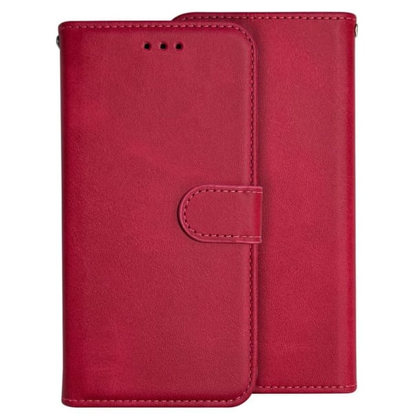 Etui med klaff - Xiaomi - Redmi Note 13 4G - Röd konstläder - Magnetisk stängning - Inbyggt stöd