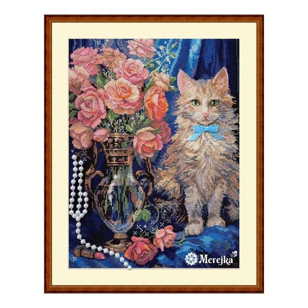 Kit för korsstygn MEREJKA Rosie - motiv 22,5 x 30 cm, Aida 16ct, 39 färger DMC