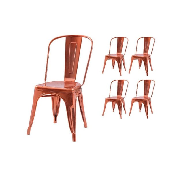 Set av 4 stolar i industriell stil i kopparfärgad metall - Blank finish.