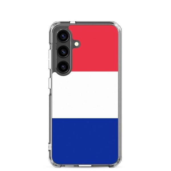 Telefonfodral – Frankrikes flagga – Kompatibel med Samsung Galaxy S24 Plus – Mjuk skal – Stöttålig och chockresistent – Pixelforma