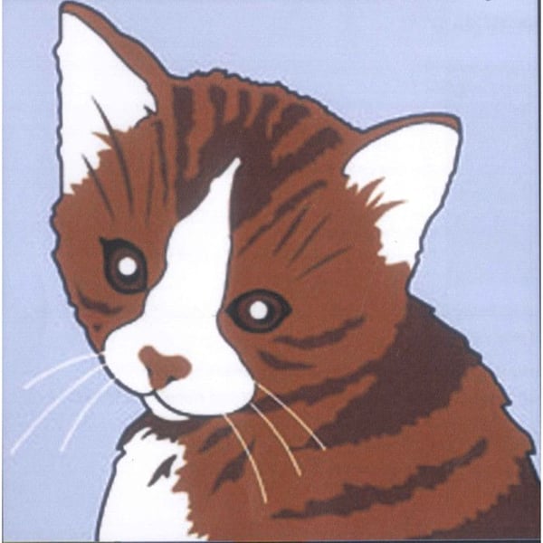 Kit dukat - Seg - Sudan - Vit - 20x20cm - Tryckt stort hål Katt
