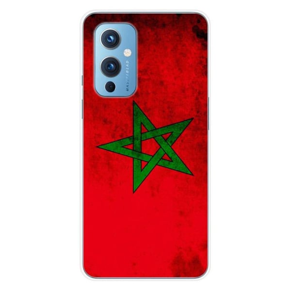 1001Coques - Silikonfodral kompatibelt med OnePlus 9 - Marockansk flaggmotiv - Originaldesign tryckt i Frankrike