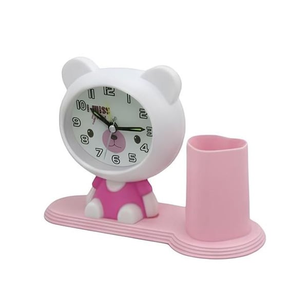 Design Väckarklocka med Pennhållare för Barn Vit / Rosa