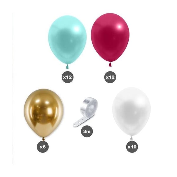 Kit för båge 40 färgade ballonger 1 knytband på 3 meter