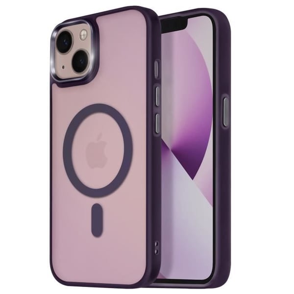 Coque - MagSafe - iPhone 13 - Matt Frostad Baksida - Mjuk Kontur - Lila