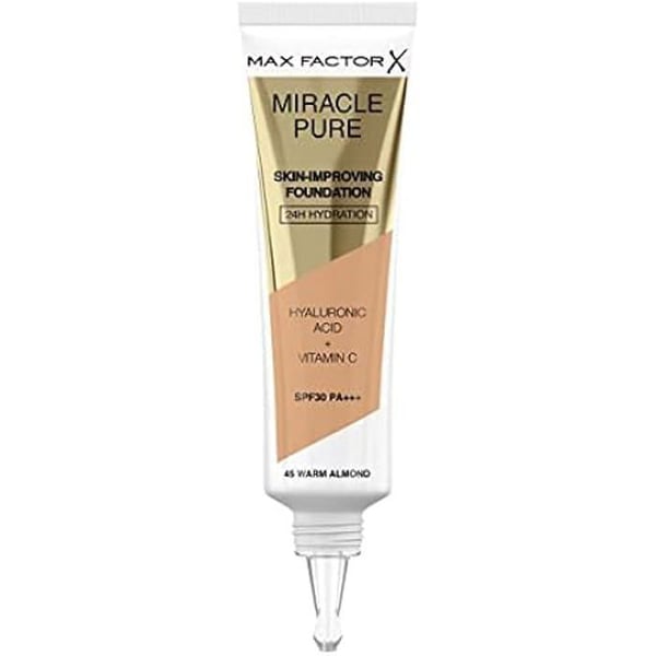 Foundation - MAX FACTOR - MIRACLE PURE FOUNDATION - 45 Warm Mandel - 30ML - Alla hudtyper