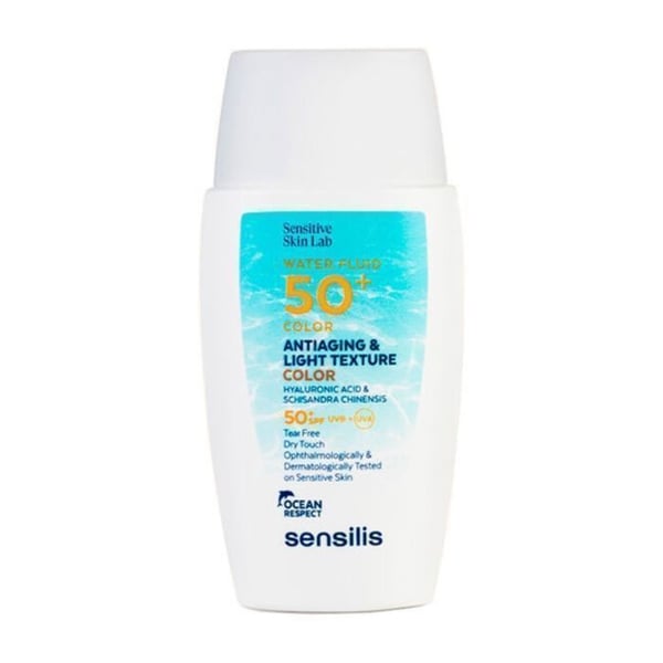 Solskydd - Sensilis - Vatten Fluid Färg - SPF 50+ - 40ml - Ultralätt och mattande