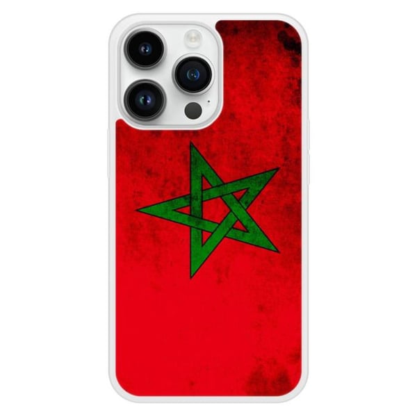 Förstärkt silikonfodral med tryck kompatibelt med Apple iPhone 14 Pro Marockos flagga
