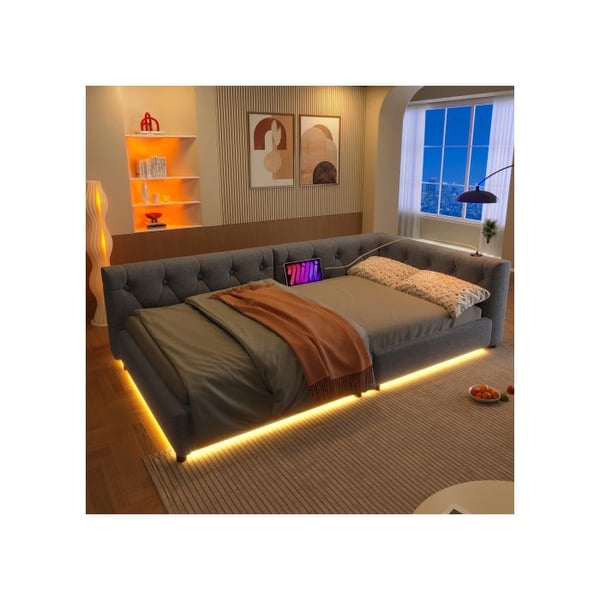 Sovesofa, Dagbed, Dagbed, 90x200cm, Sovesofa med lamelbund (uden madras) grå