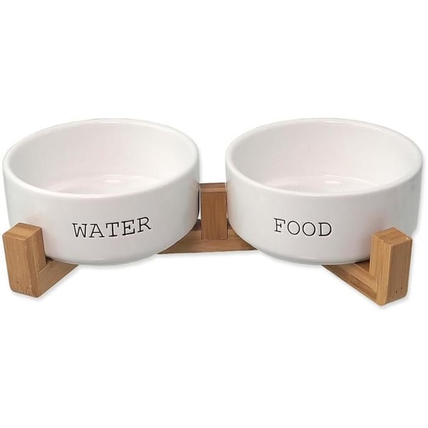 Hundskål - DOG - Set med skålar - 850 ml - Keramik - Vit Hundskål - DOG - Set med skålar - 850 ml - Keramik - Vit