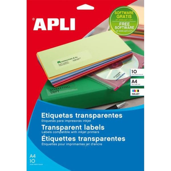 Permanenta transparenta etiketter 70,0 x 37,0 mm 10 ark