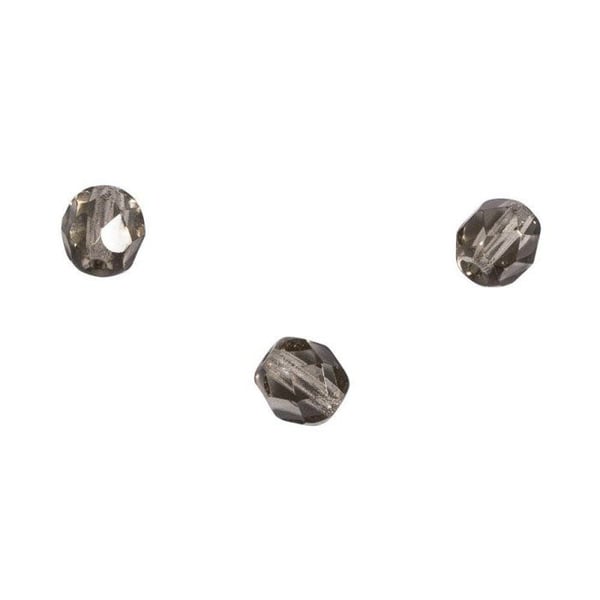 Facetterad glaspärla, ø 6 mm, transparent taupe, 6 mm ø, låda med 50 st