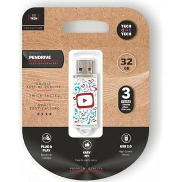 USB-minne - TECH ONE TECH - TEC4019-32 - 32 Go - Flerfärgad - USB 2.0