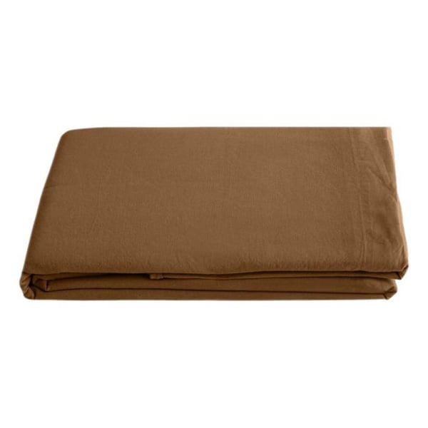 Drap plat Palace i tvättad färgad bomull, 63 trådar/cm² Sydvind - Palace Cognac - 270 x 290 cm för King Size-säng