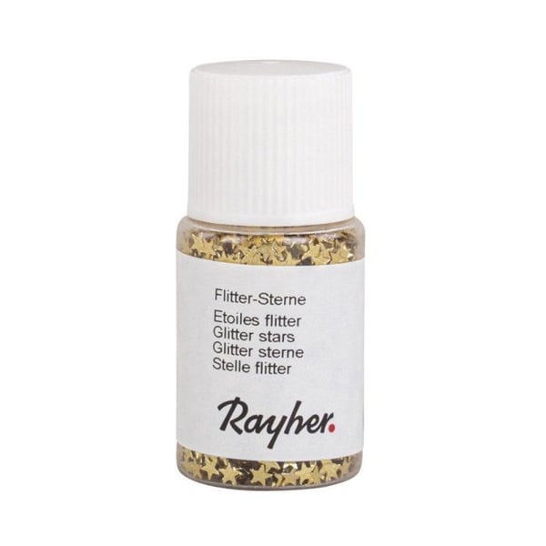 Stjärnor glittra, 3mm, PET, flaska 10ml, guld