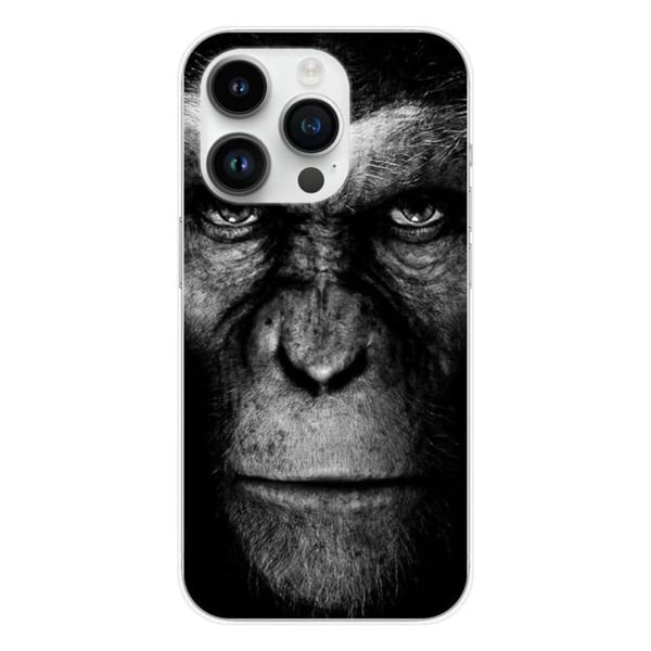Tryckt silikonfodral som är kompatibelt med Apple iPhone 15 Pro Monkey