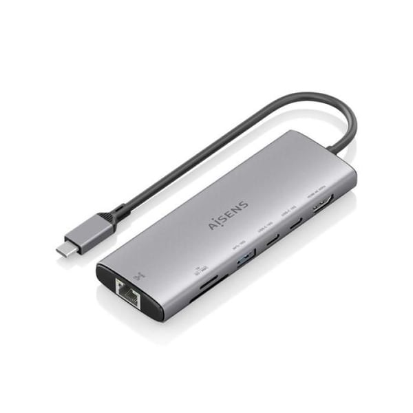 USB-C Dock 7 i 1 - AISENS - ASUC-7P032-GR - HDMI 4K@60Hz - RJ45 Gigabit - SD/MicroSD-läsare