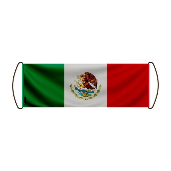 Scrollbanner – Mexikos flagga – 17 x 50 cm – Polyester – Handflagga – Pixelforma
