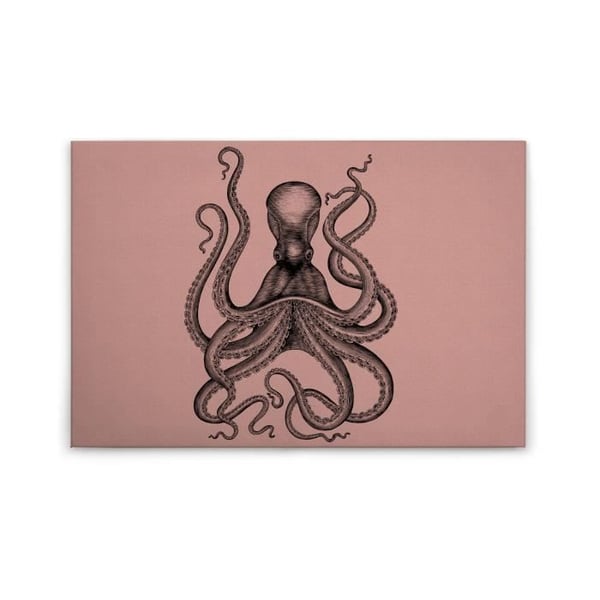 Canvastavla - Tadessi - M1-No.50240 - Djur - Bläckfisk - Rosa - Grå - Canvas på bårram - 90 x 60 cm