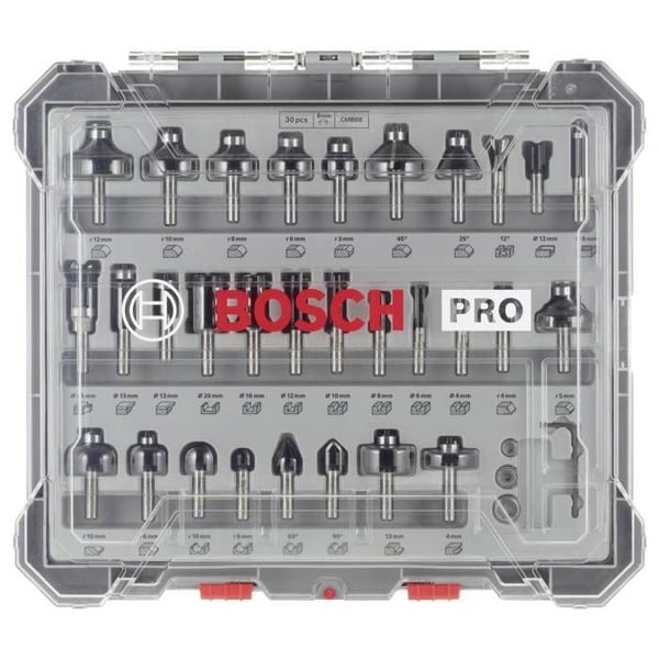 Coffret med 30 blandade fräser med Ø svans på 8 mm BOSCH - 2607017475