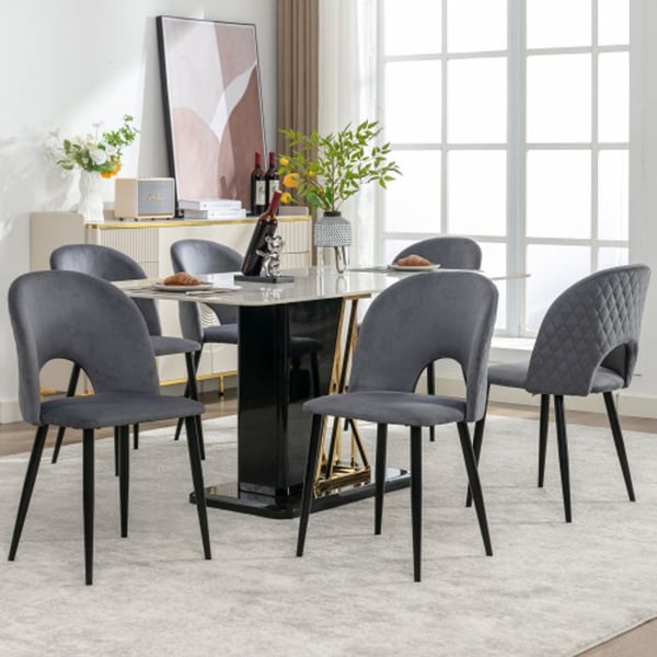 Matstolar - MUVOE - Design - Sammet - Justerbara ben - Set om 6