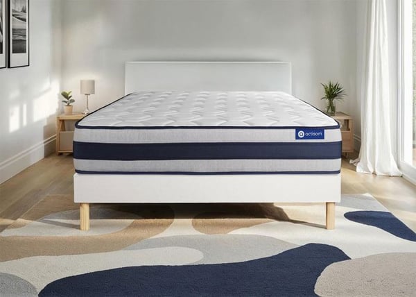 Madrass- och boxspringset 150x190 cm - Actilatex Ergo - Vit boxspringkit