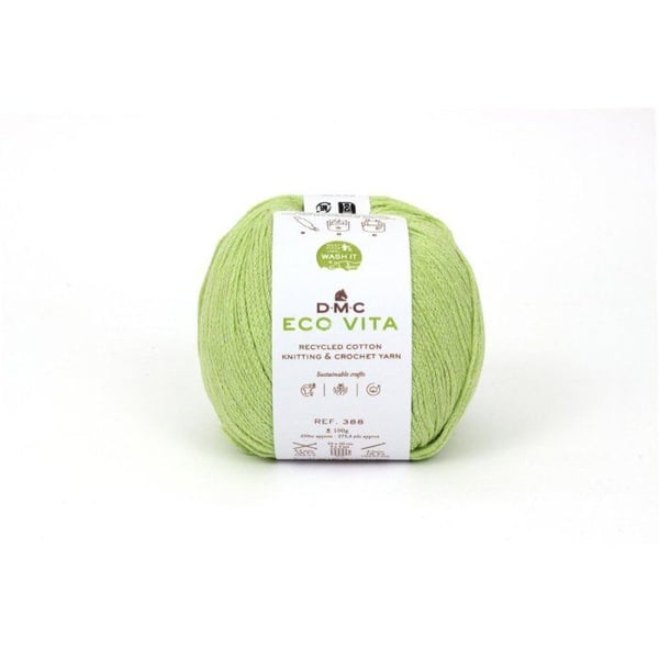 DMC - Återvunnen bomullstråd Eco Vita 3mm 100g Stickning och virkning Färg. 138 grön