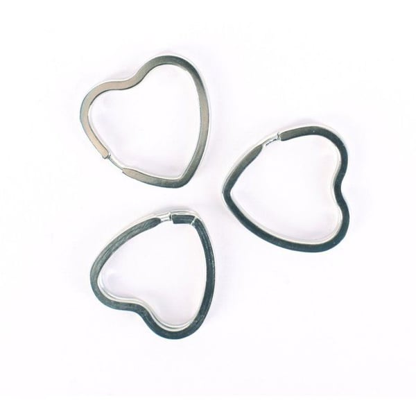 MégaCréa DIY - Nyckelringsfäste hjärta Silver 3,5 cm x 6 stycken