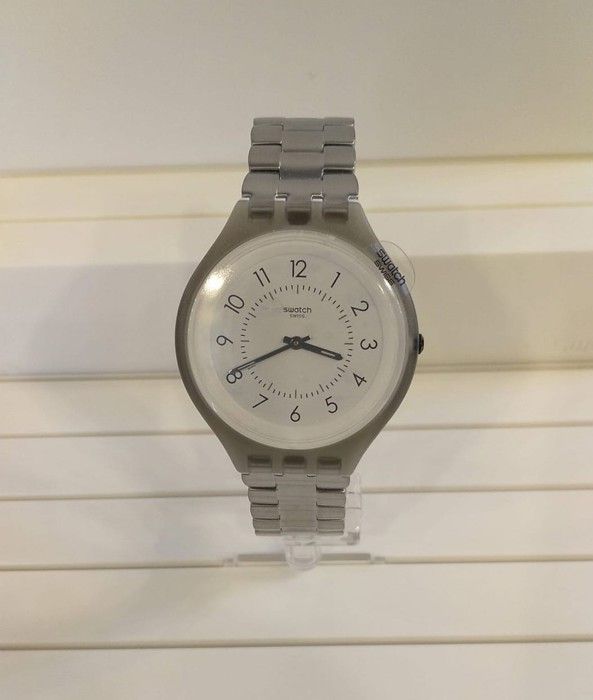 Klocka - Swatch - SVUM101G - Armband i rostfritt stål - Vit urtavla - Vattentålighet 30m