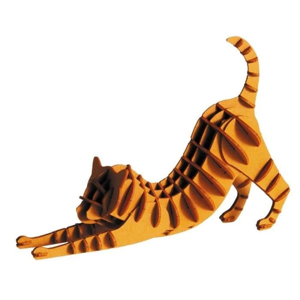 FRIDOLIN Pappers 3D-modell - Röd katt 12×9×4 cm, lätt att montera