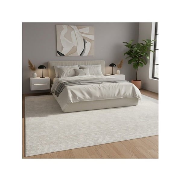Modern enfärgad texturerad krämfärgad mjuk sammetmatta 12 mm elegant minimalistisk salong (Dimension: 120x170 cm - Färg: Kräm)