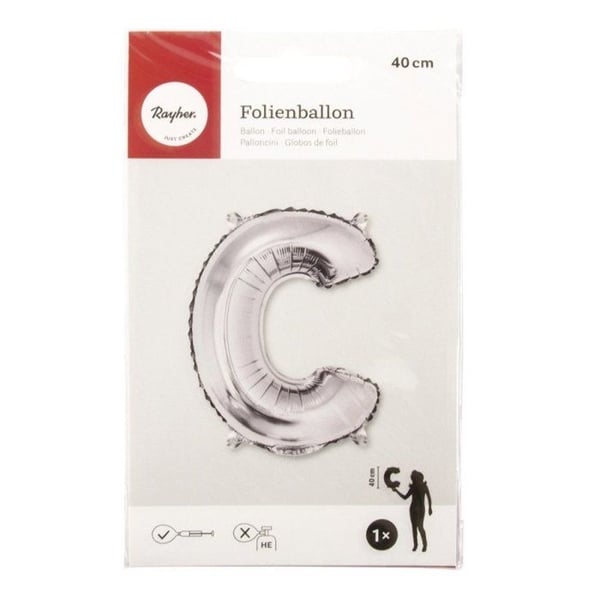 Ballong Bokstav C, 40cm, 1st, silver